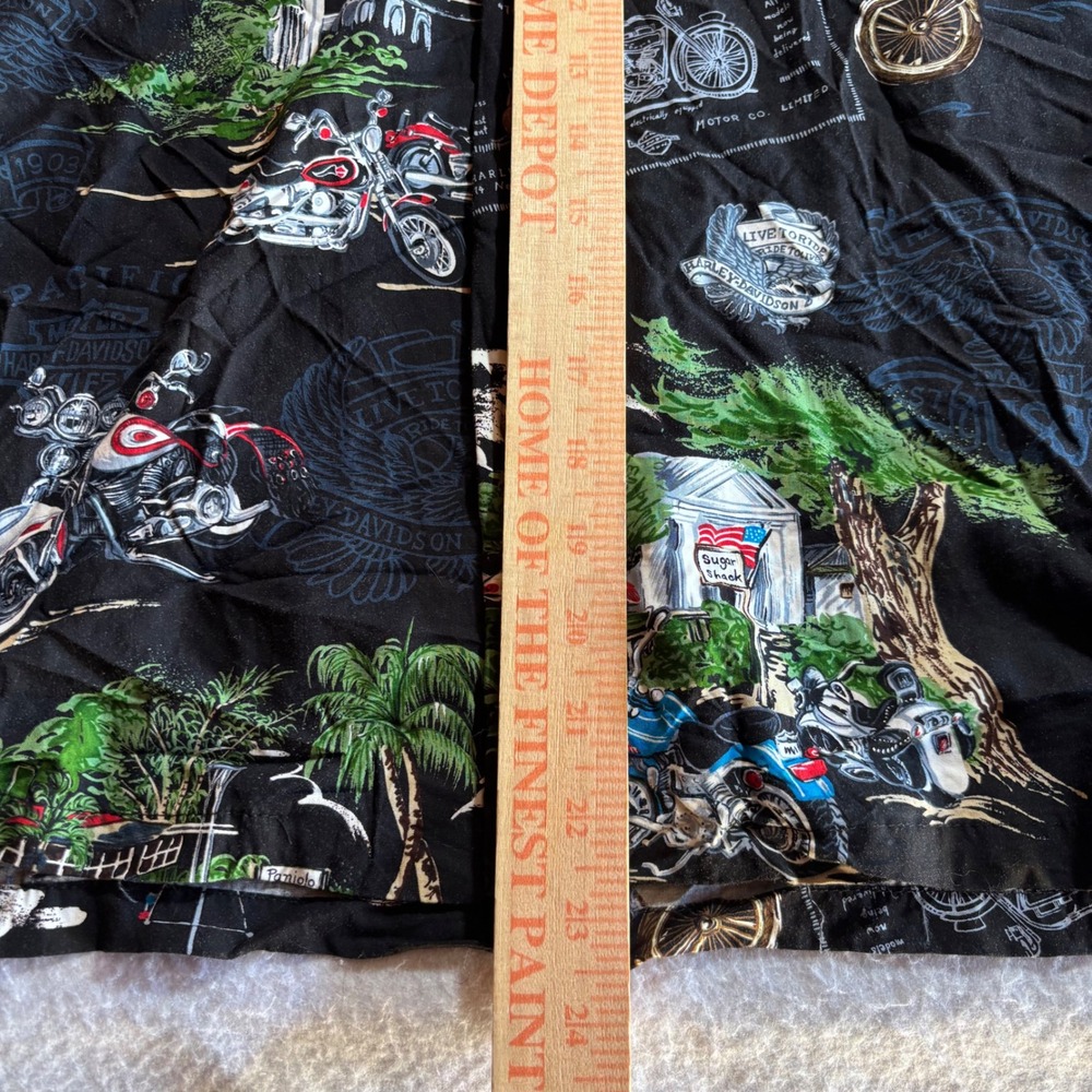 Harley Davidson Boys Hawaiian Button Up Shirt Black Motorcycles Palm Trees Aloha - Picture 6 of 8